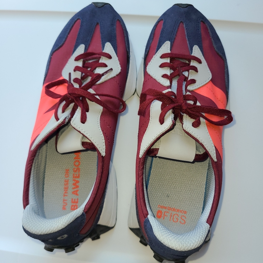 Figs X New Balance 327 Burgundy/Hot Coral Low Top Sne… Gem